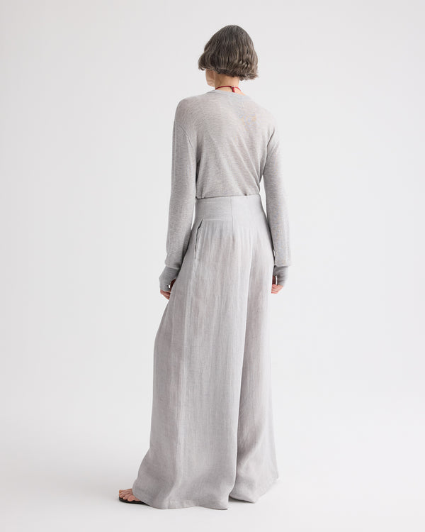 TWP Light heather grey Ls Crewneck in Viscose Silk view 5