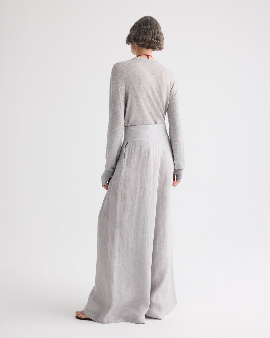 TWP Light heather grey Ls Crewneck in Viscose Silk view 5