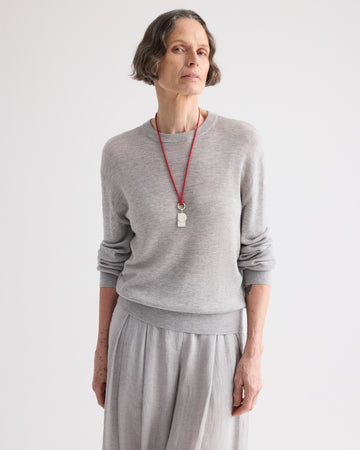 TWP Light heather grey Ls Crewneck in Viscose Silk view 1