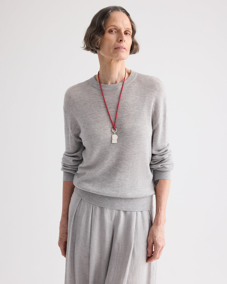 TWP Light heather grey Ls Crewneck in Viscose Silk view 1