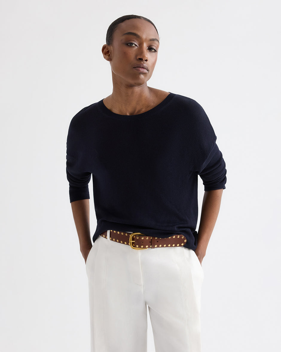 TWP Midnight Ls Crewneck in Viscose Silk view 1