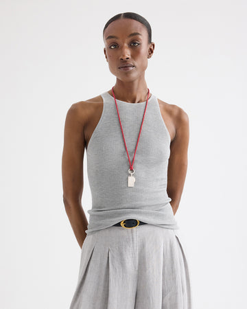 TWP Light heather grey Harbor Tank in Viscose Silk view 1