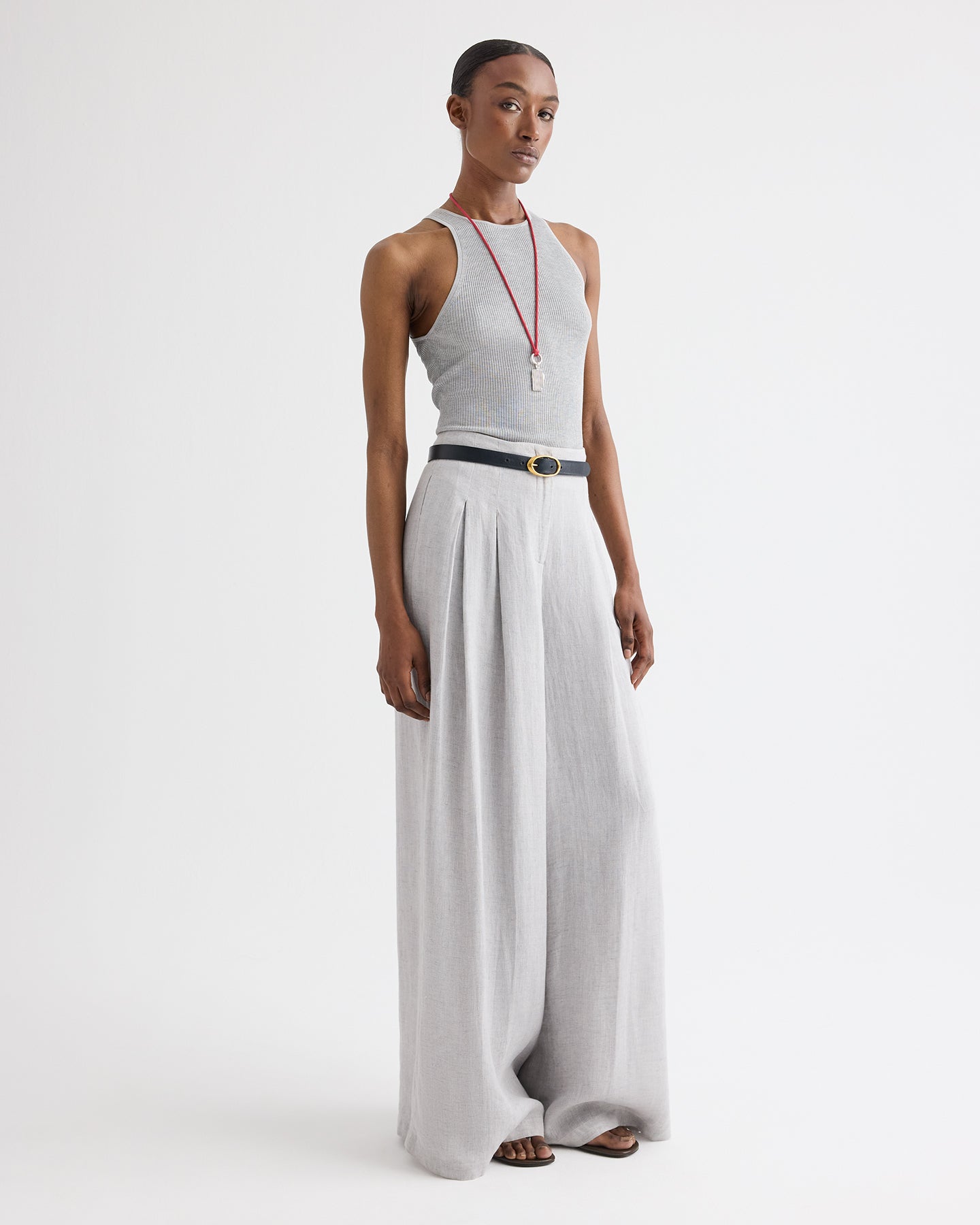 TWP Light heather grey Harbor Tank in Viscose Silk view 4