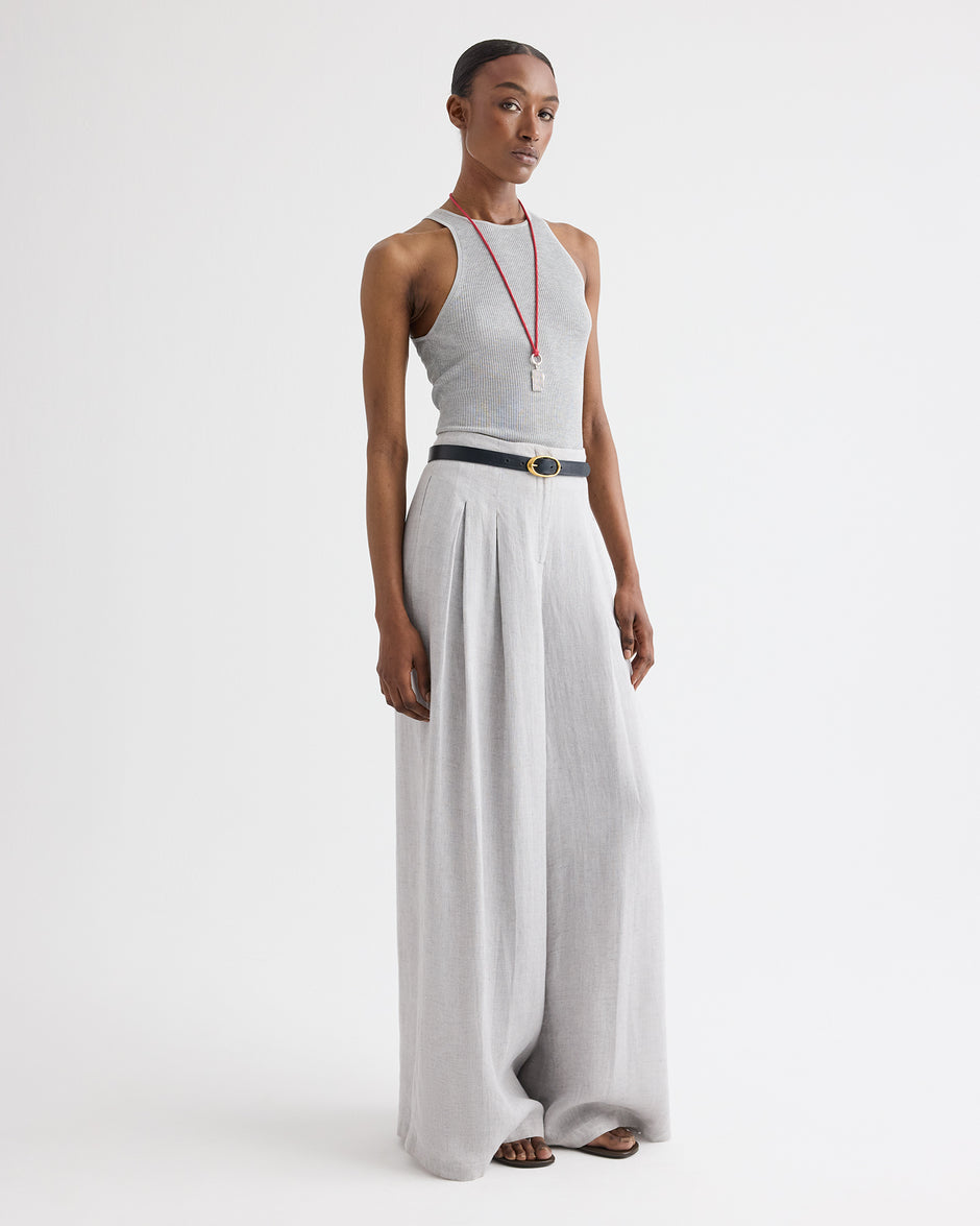 TWP Light heather grey Harbor Tank in Viscose Silk view 4