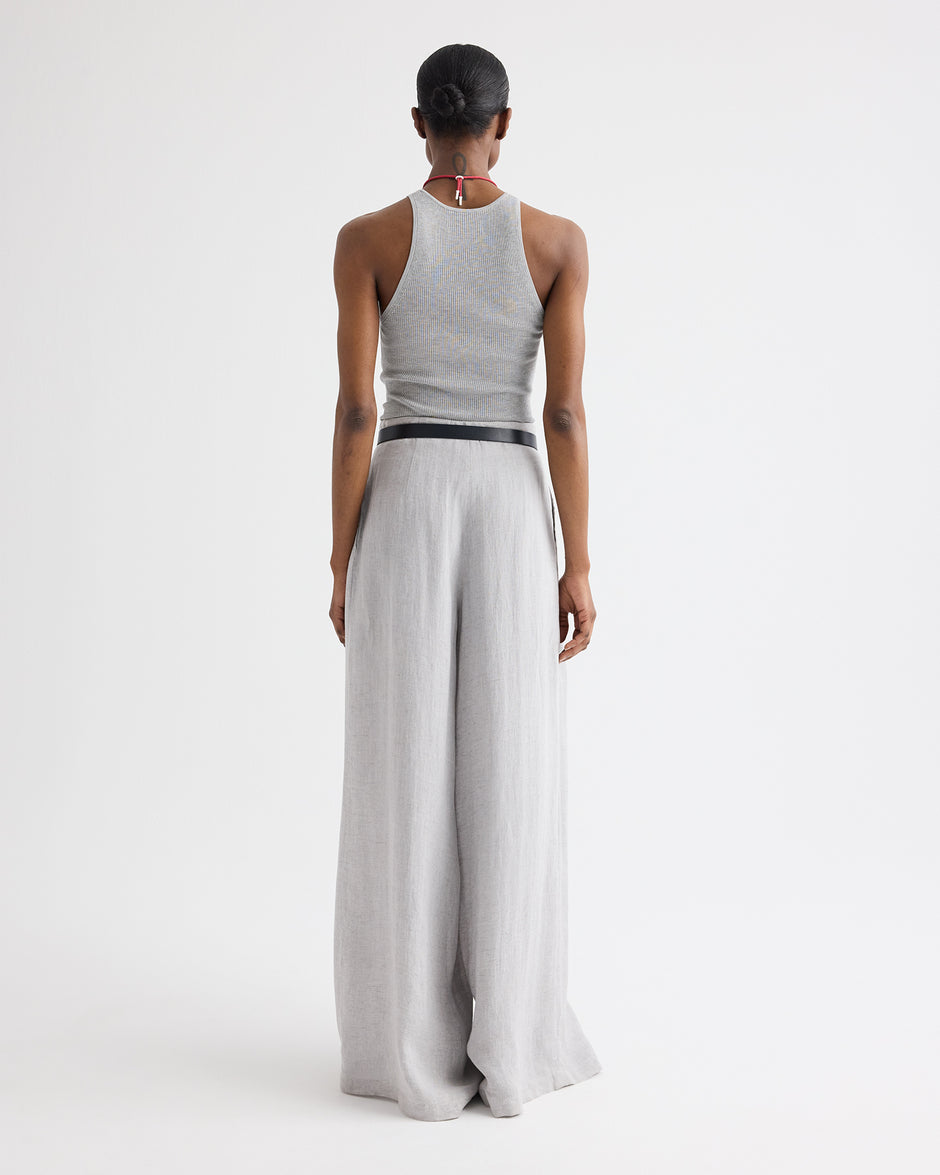 TWP Light heather grey Harbor Tank in Viscose Silk view 5