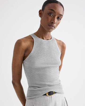 TWP Light heather grey Harbor Tank in Viscose Silk view 2