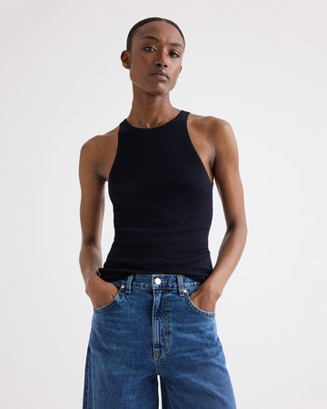 TWP Midnight Harbor Tank in Viscose Silk view 2