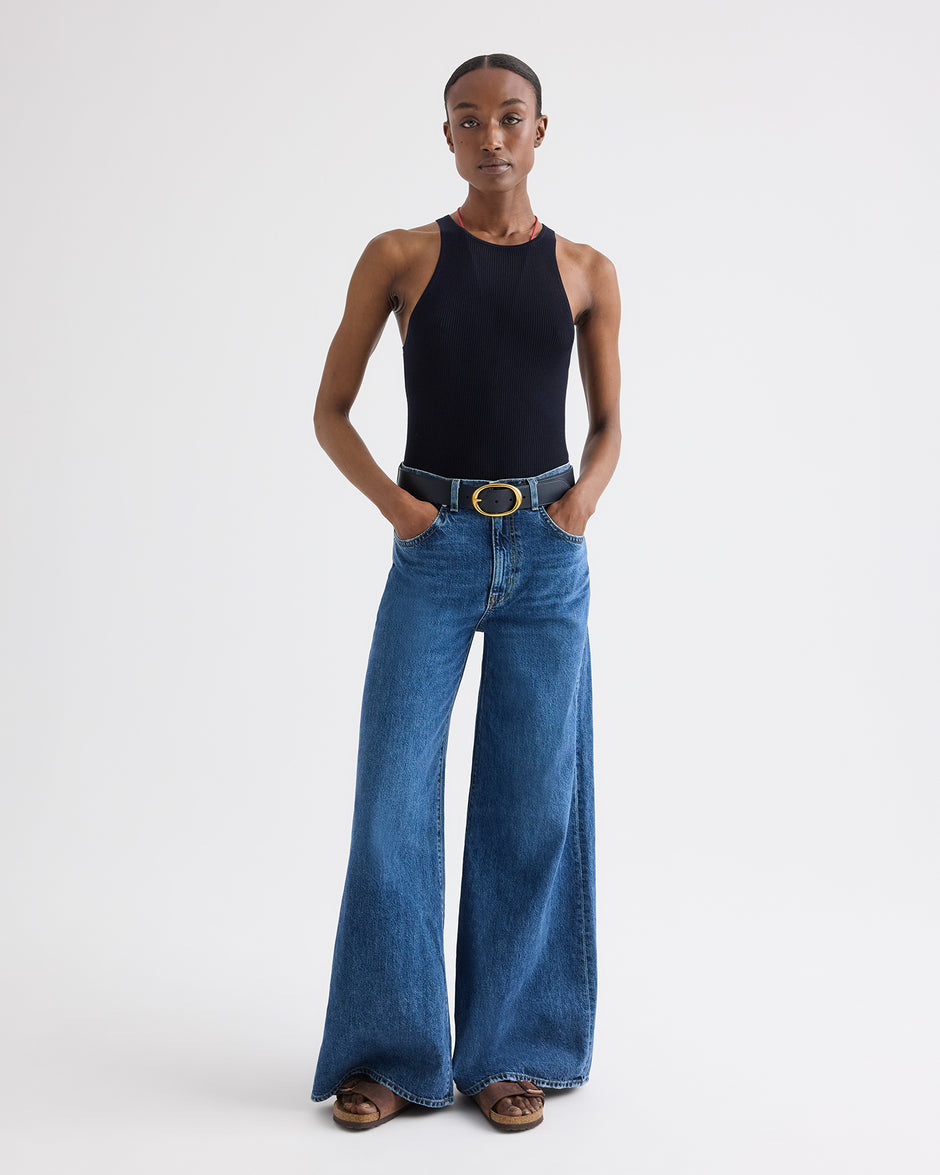 TWP Midnight Harbor Tank in Viscose Silk view 3