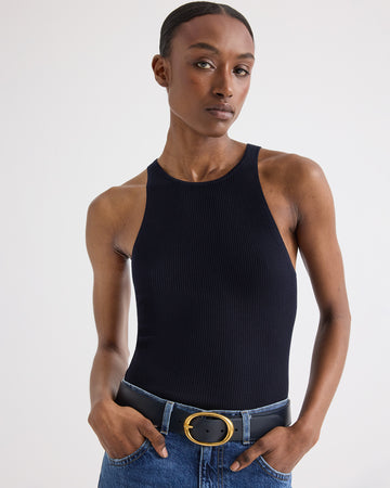 TWP Midnight Harbor Tank in Viscose Silk view 1