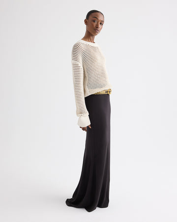 TWP Ivory L Open Stitch Pullover Sweater in Kashy Silk Blend Rope view 4