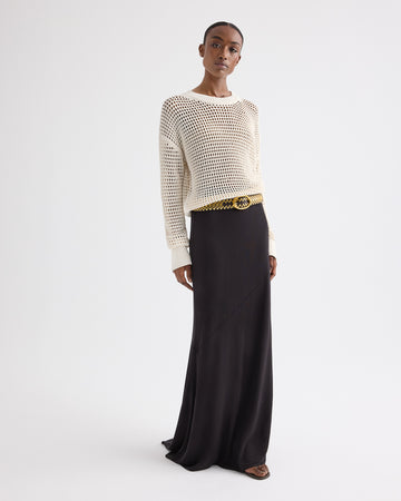 TWP Ivory L Open Stitch Pullover Sweater in Kashy Silk Blend Rope view 3