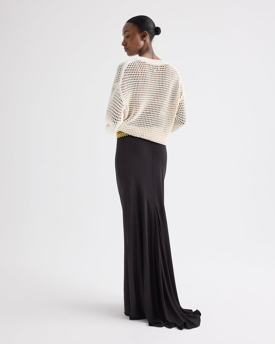 TWP Ivory L Open Stitch Pullover Sweater in Kashy Silk Blend Rope view 5