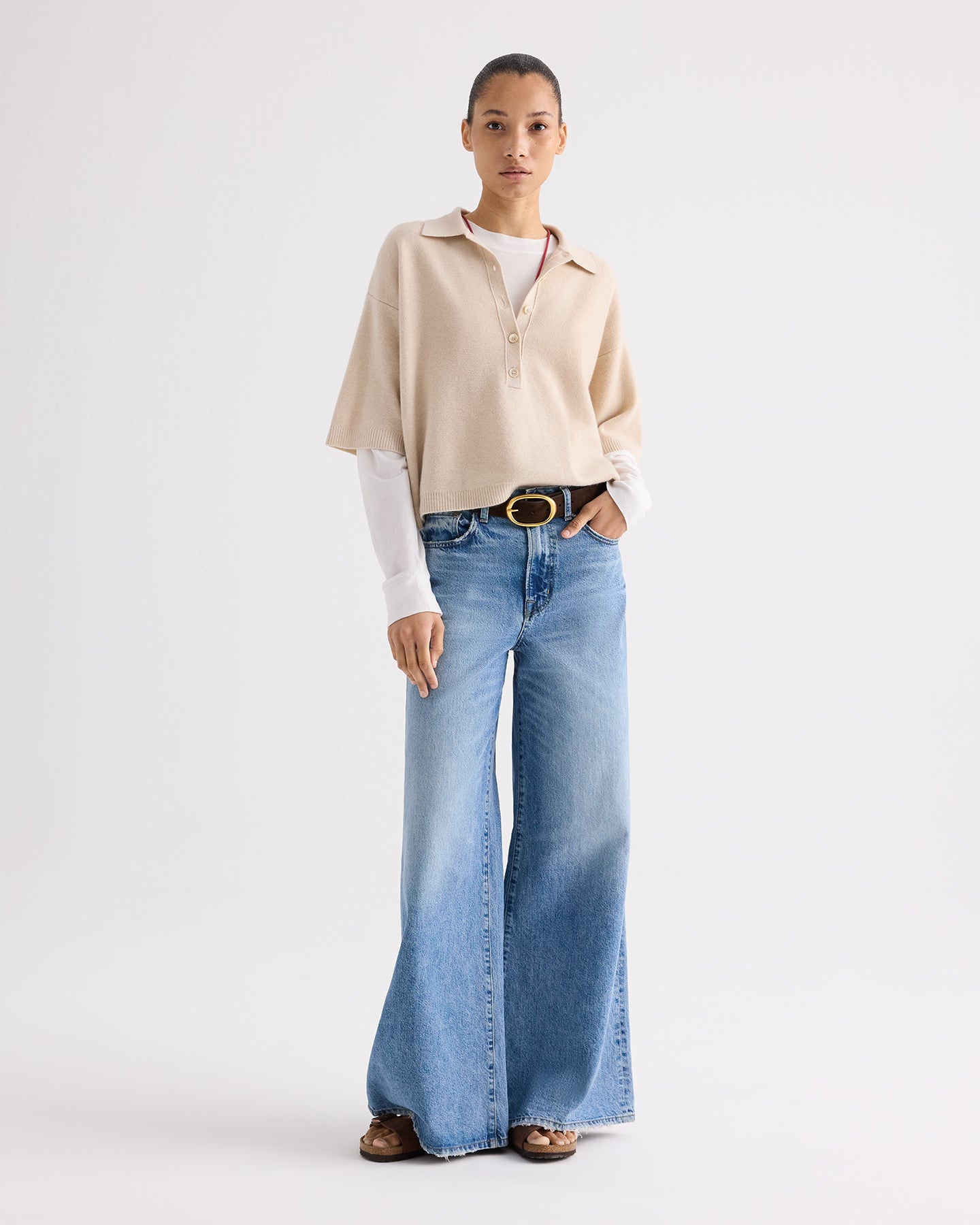 TWP Canvas SS Polo Sweater in Italian Cashmere view 3