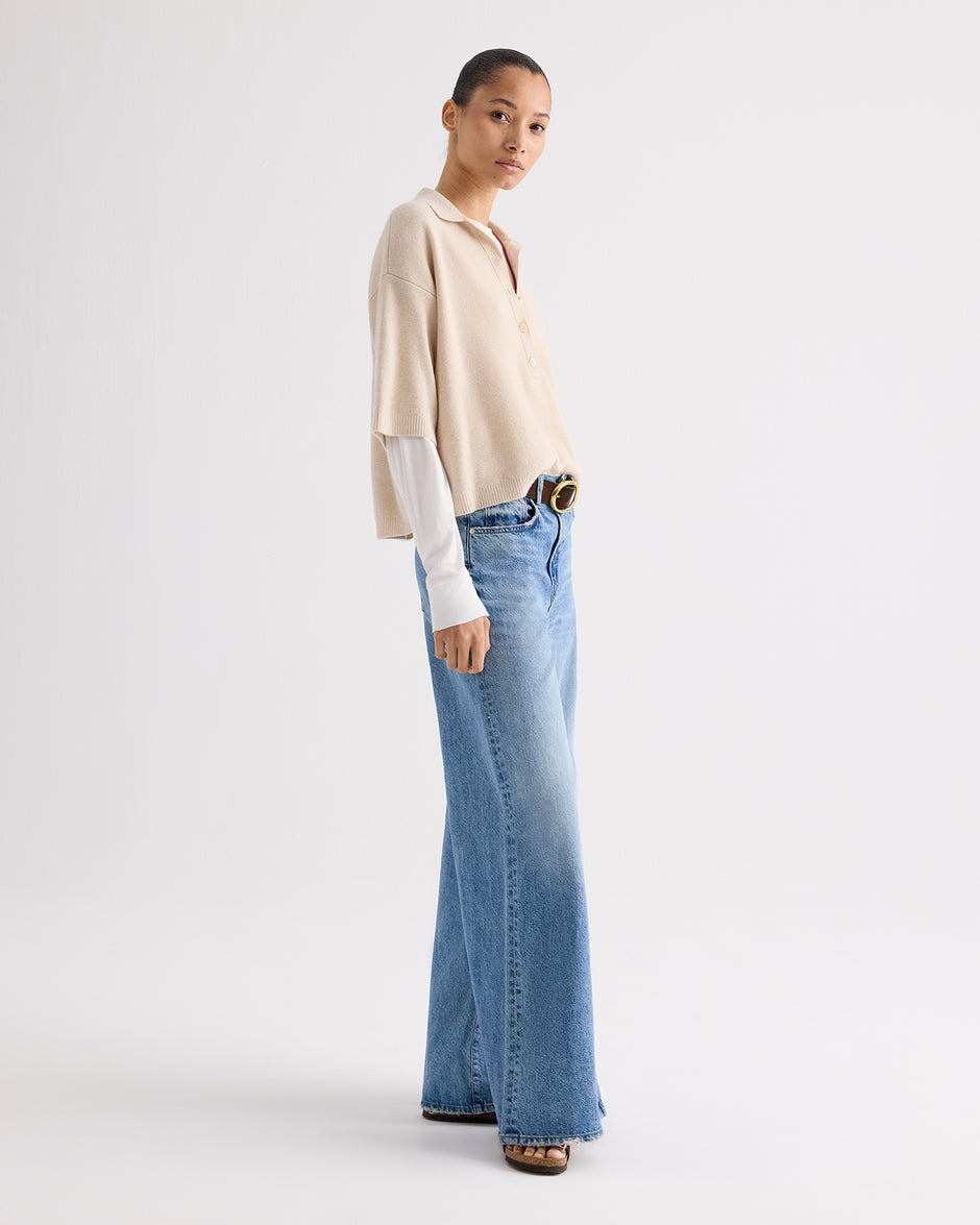 TWP Canvas SS Polo Sweater in Italian Cashmere view 4