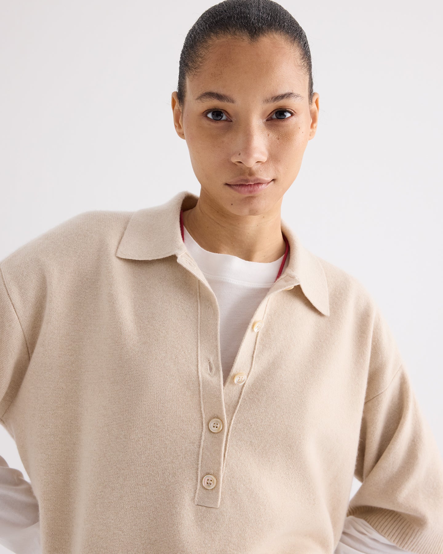 TWP Canvas SS Polo Sweater in Italian Cashmere view 2