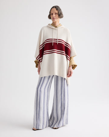 TWP Ivory / karanada red Hooded Poncho in Cashmere view 3