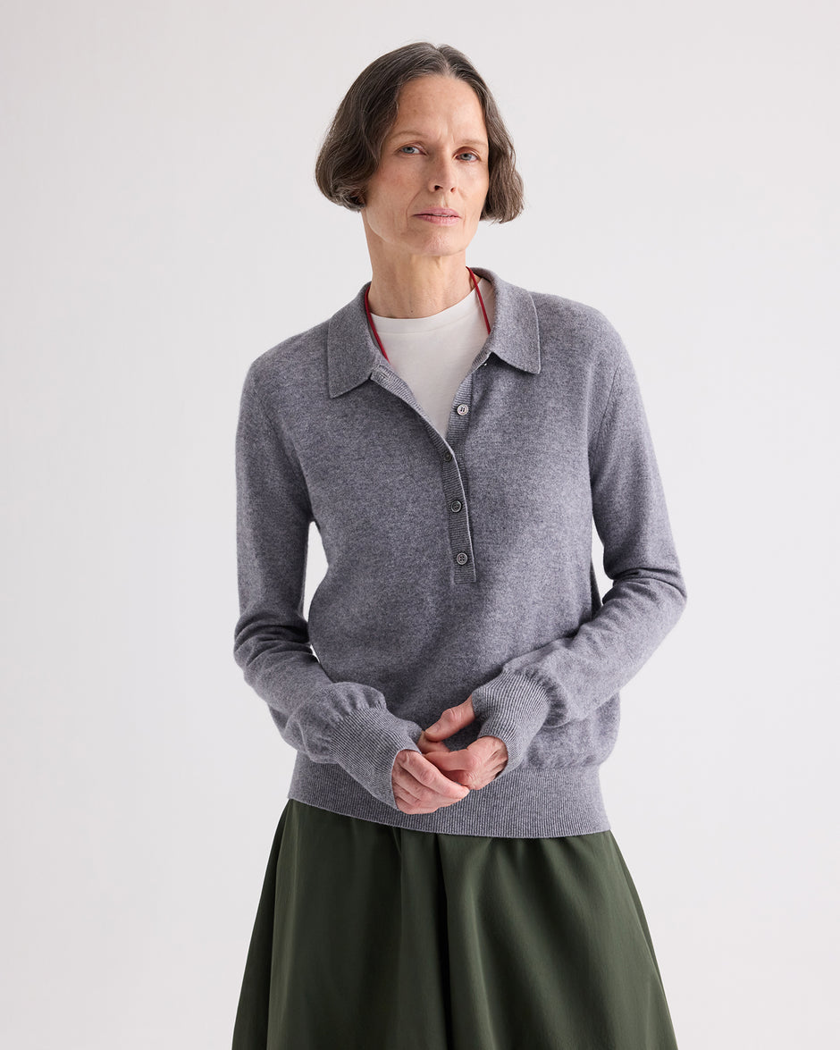 TWP Flannel Uma Henley Sweater in Superfine Cashmere view 1
