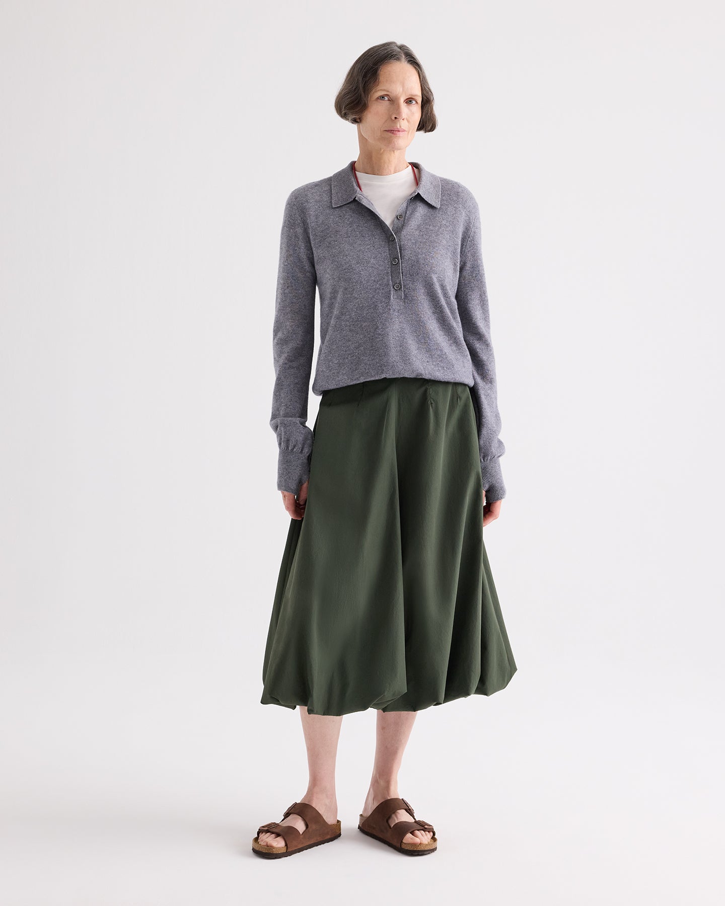 TWP Flannel Uma Henley Sweater in Superfine Cashmere view 3