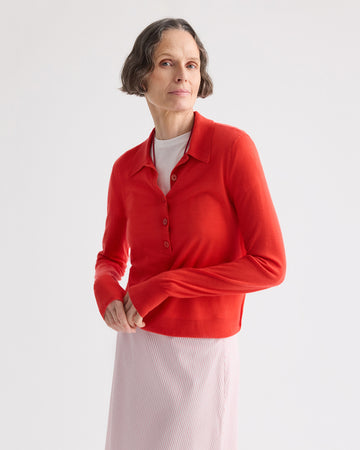TWP Bitter red Uma Henley Sweater in Cashmere view 2