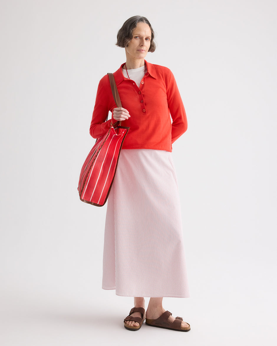 TWP Bitter red Uma Henley Sweater in Cashmere view 3