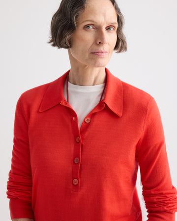 TWP Bitter red Uma Henley Sweater in Cashmere view 1