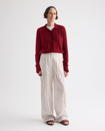 TWP Karanda red Uma Henley Sweater in Cashmere view 3
