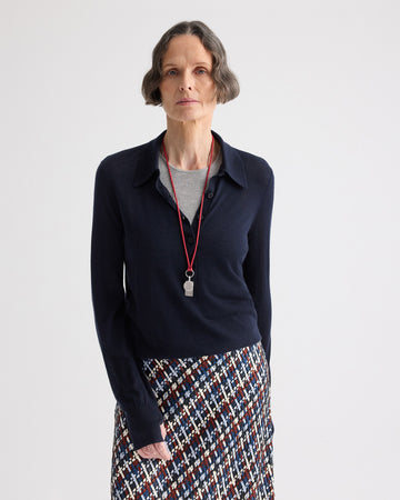TWP Night sky Uma Henley Sweater in Cashmere view 1