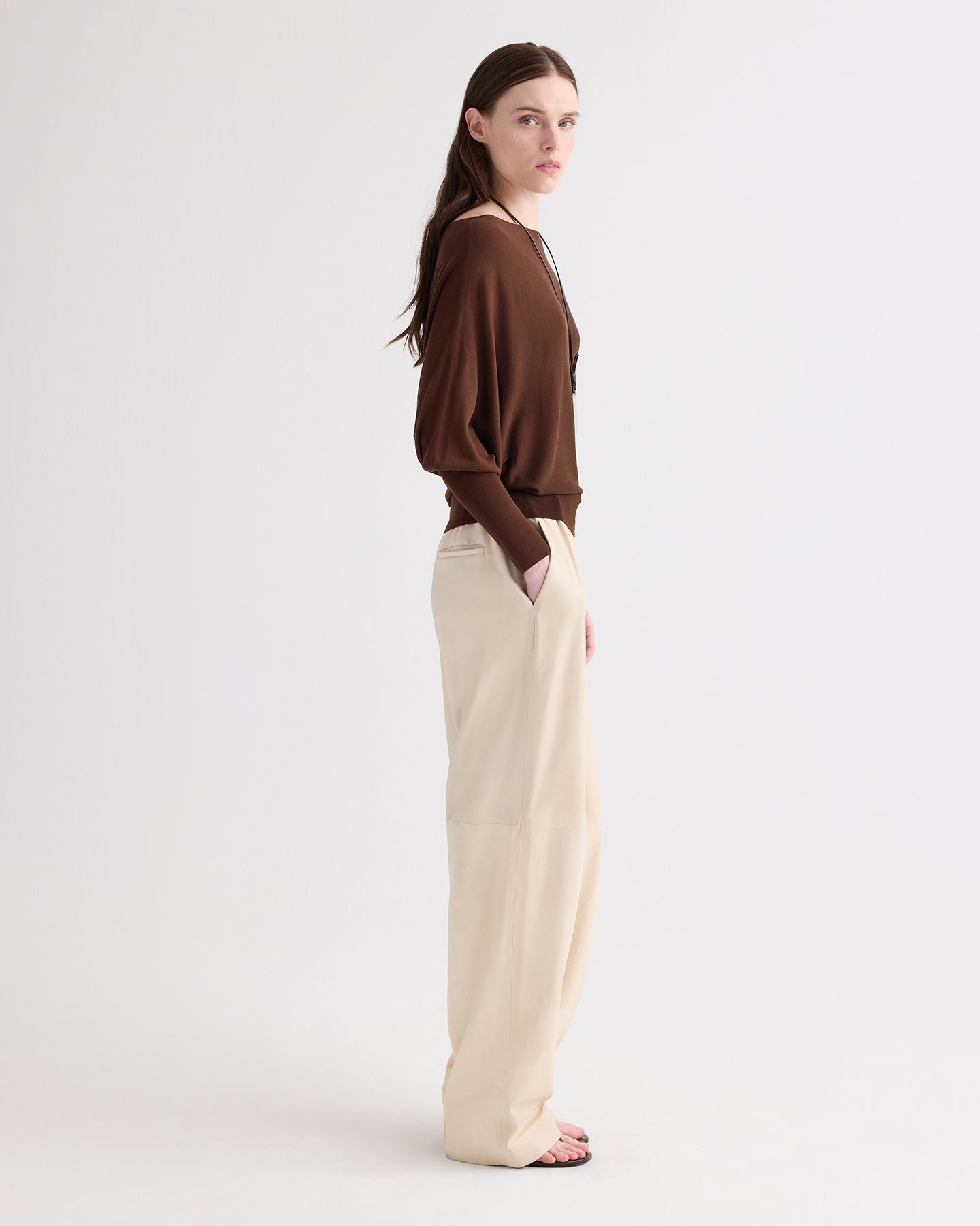 TWP Dark chocolate Landslide Sweater in Italian Cashmere view 3