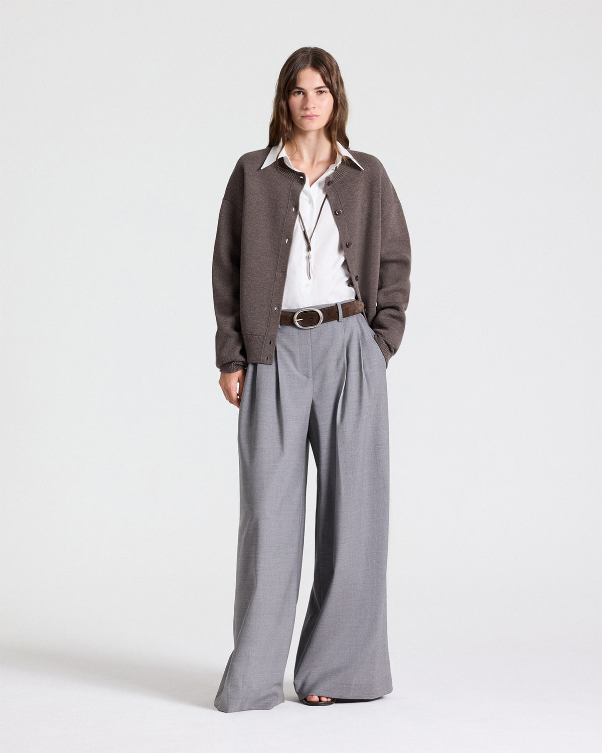 TWP Turkish coffee Stay Awhile Cardigan in Harmony Wool view 2