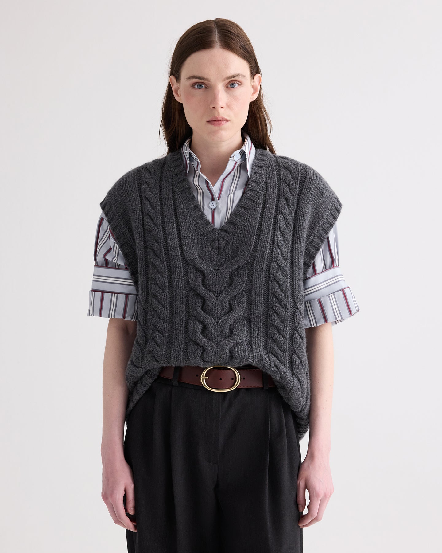 TWP Charcoal grey Pops Vest in Italian Cashmere view 1