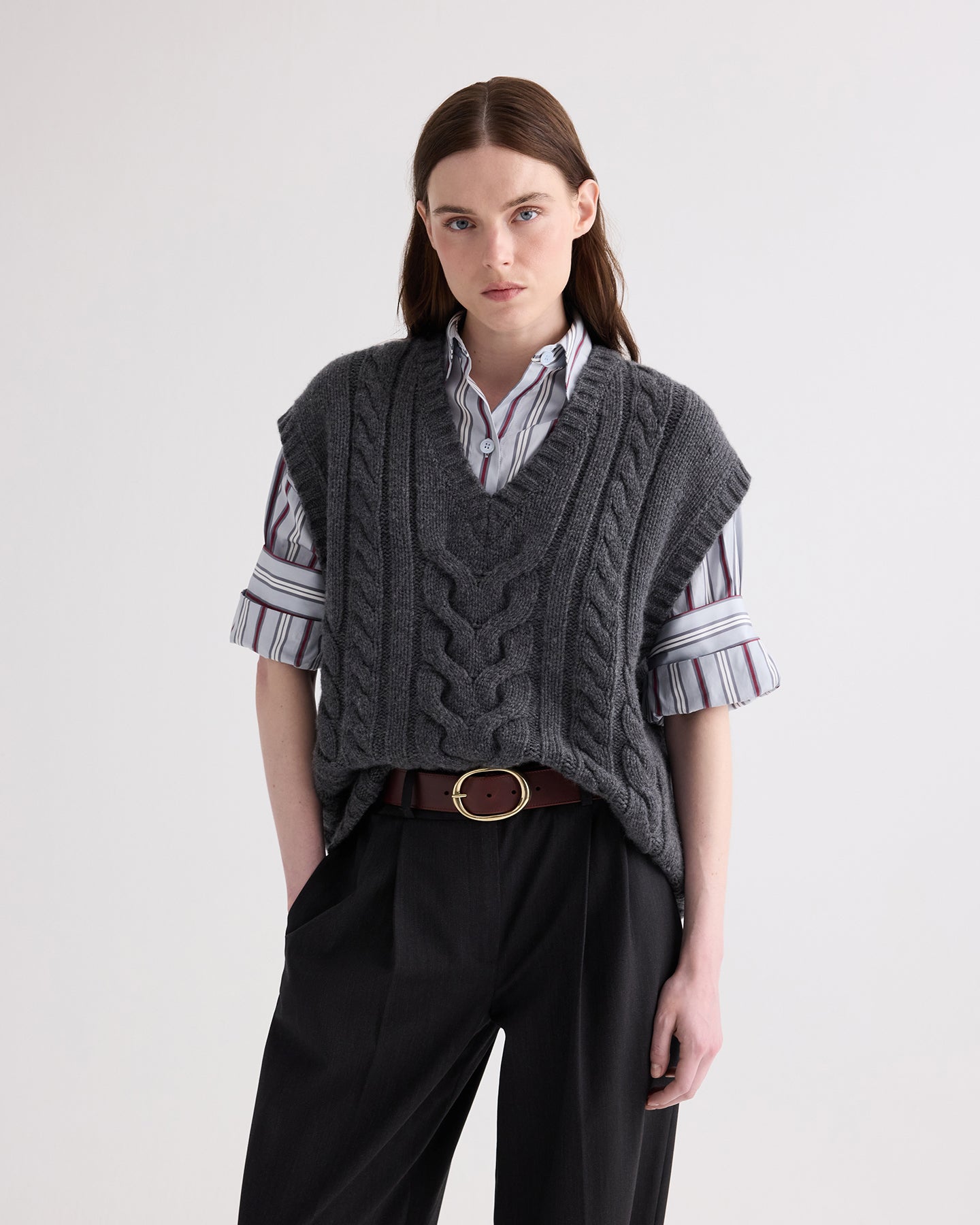 TWP Charcoal grey Pops Vest in Italian Cashmere view 2