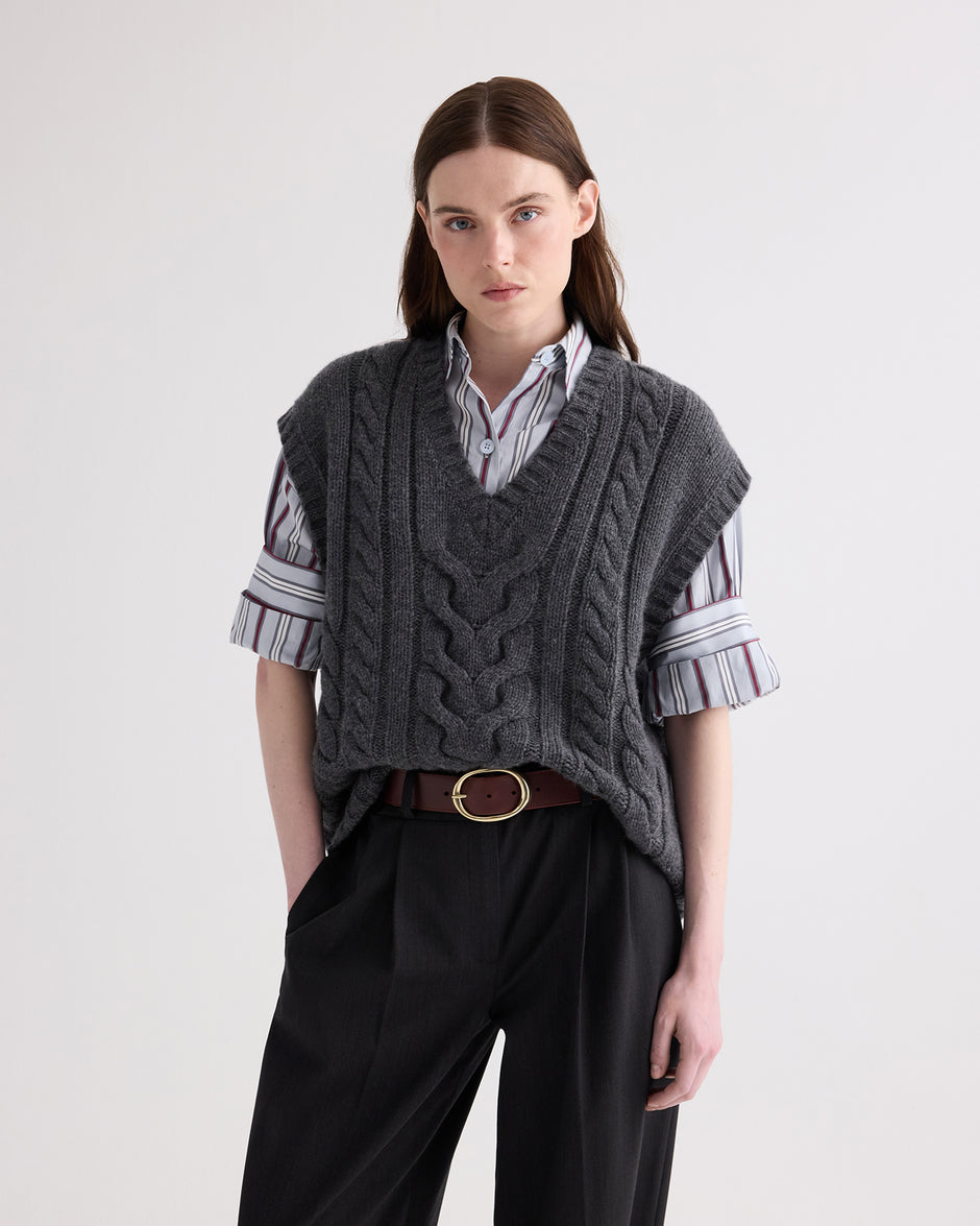 TWP Charcoal grey Pops Vest in Italian Cashmere view 2