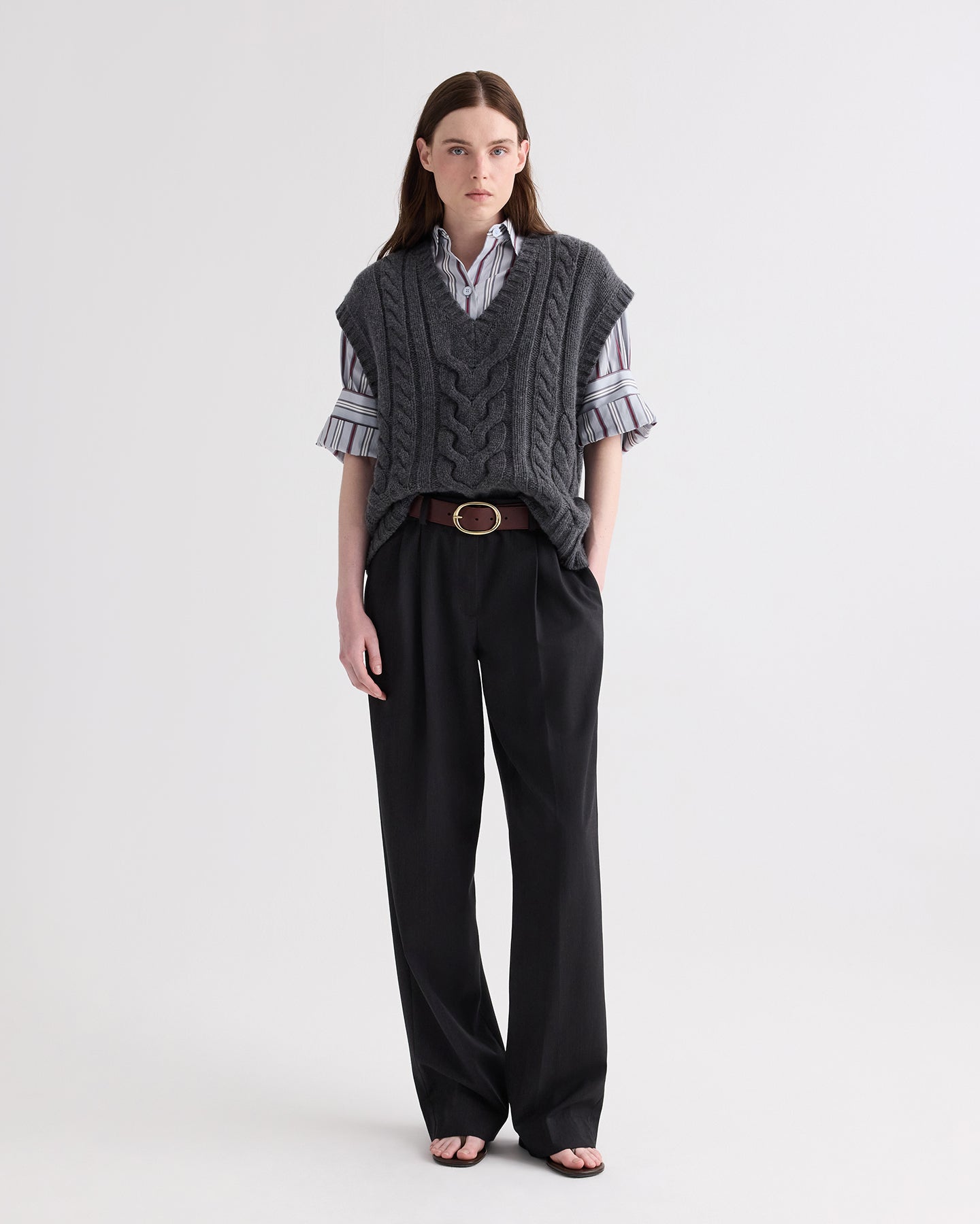 TWP Charcoal grey Pops Vest in Italian Cashmere view 3