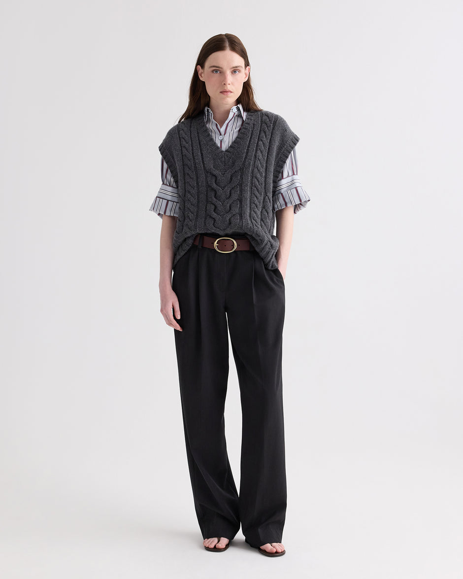 TWP Charcoal grey Pops Vest in Italian Cashmere view 3