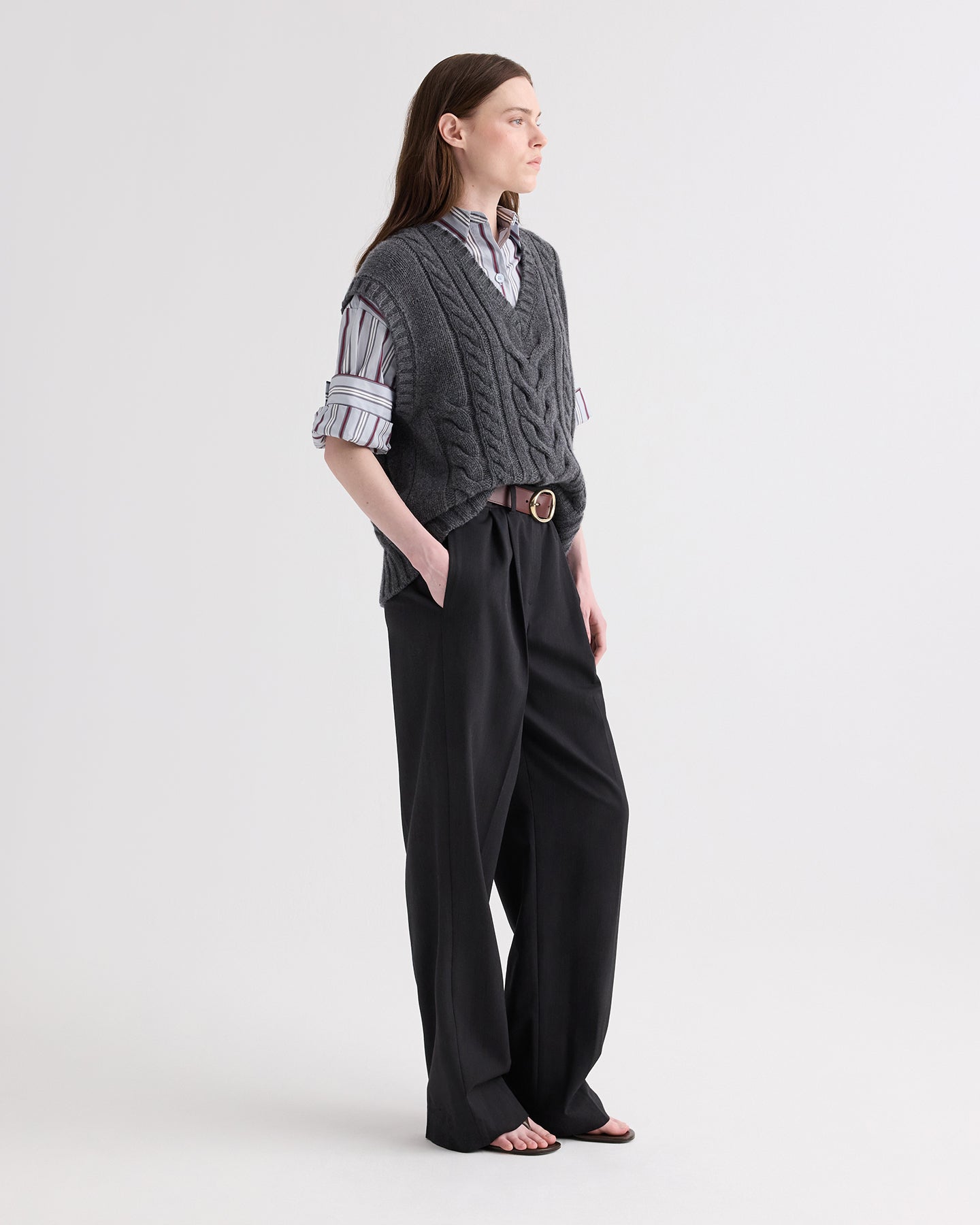 TWP Charcoal grey Pops Vest in Italian Cashmere view 4