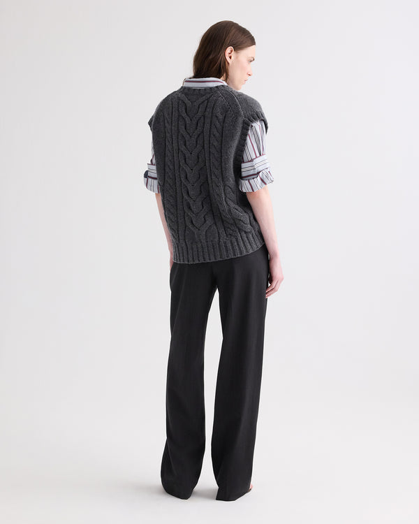 TWP Charcoal grey Pops Vest in Italian Cashmere view 5
