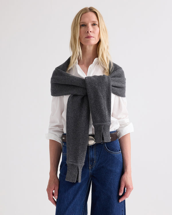 TWP Charcoal grey SHRUG CREWNECK - CHARCOAL GREY view 5