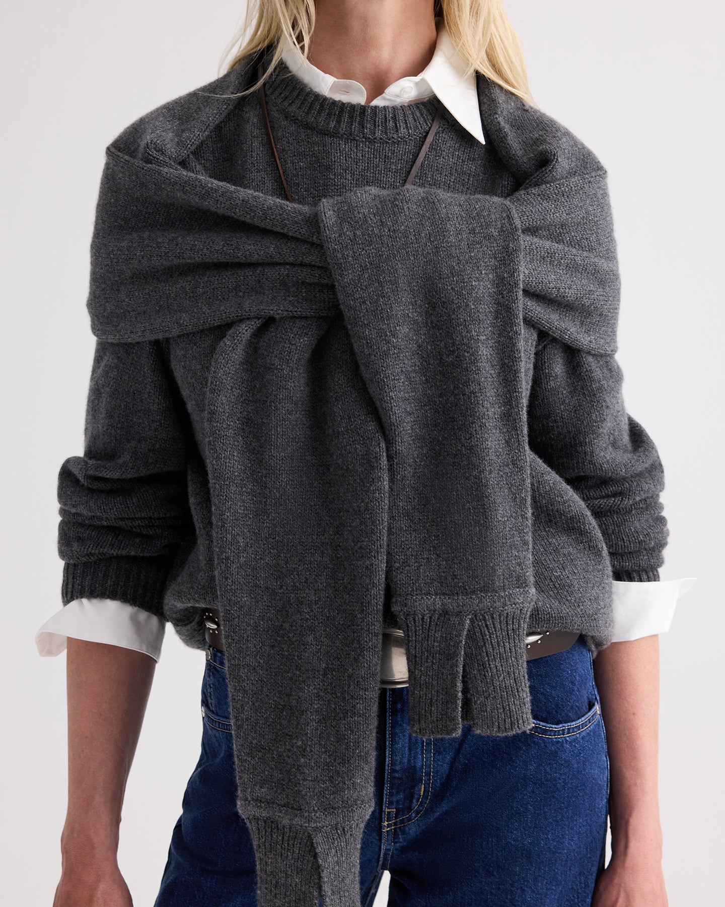 TWP Charcoal grey SHRUG CREWNECK - CHARCOAL GREY view 1