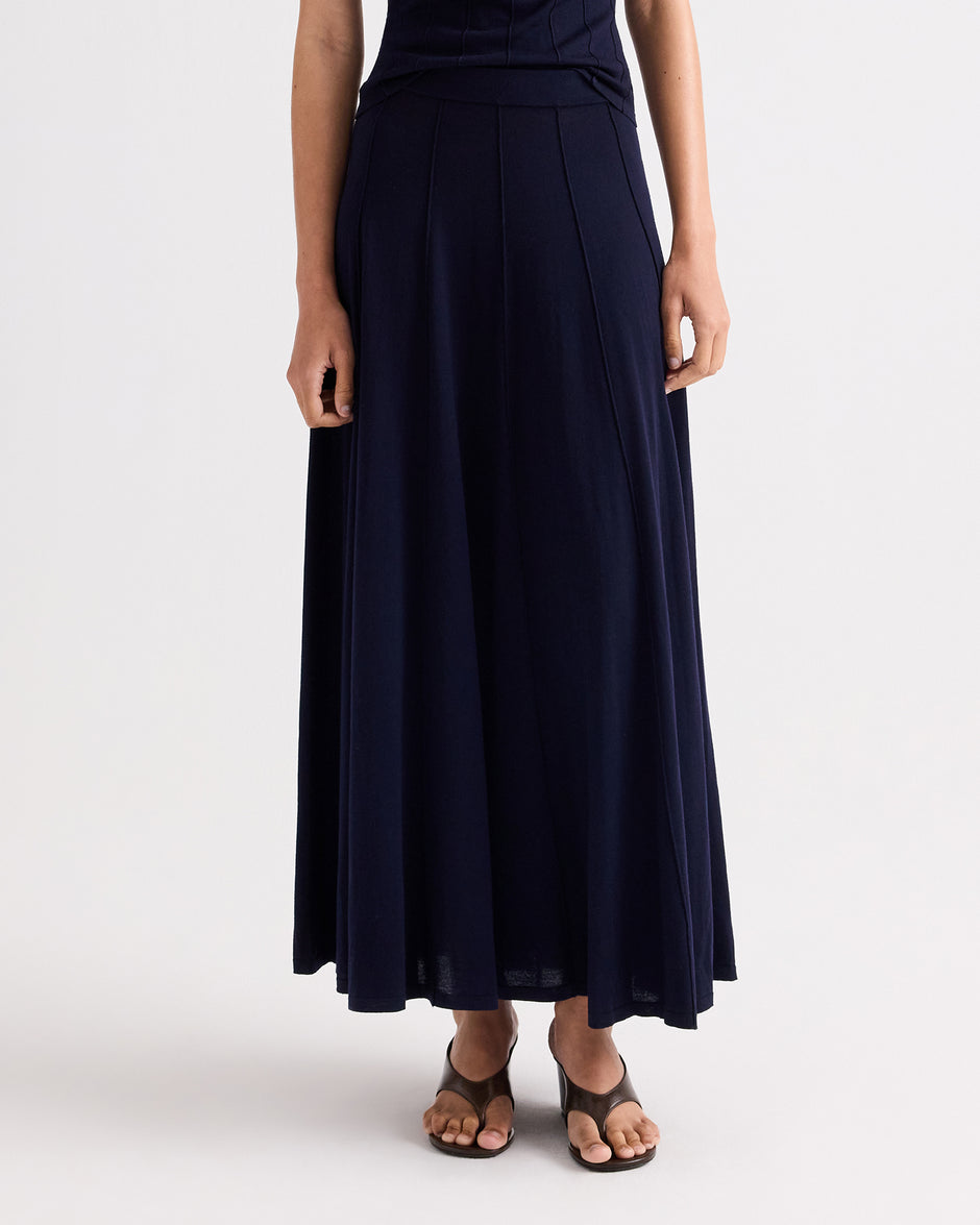 TWP Blue nights Funnel Neck Sleeveless Top in Merino Wool view 4