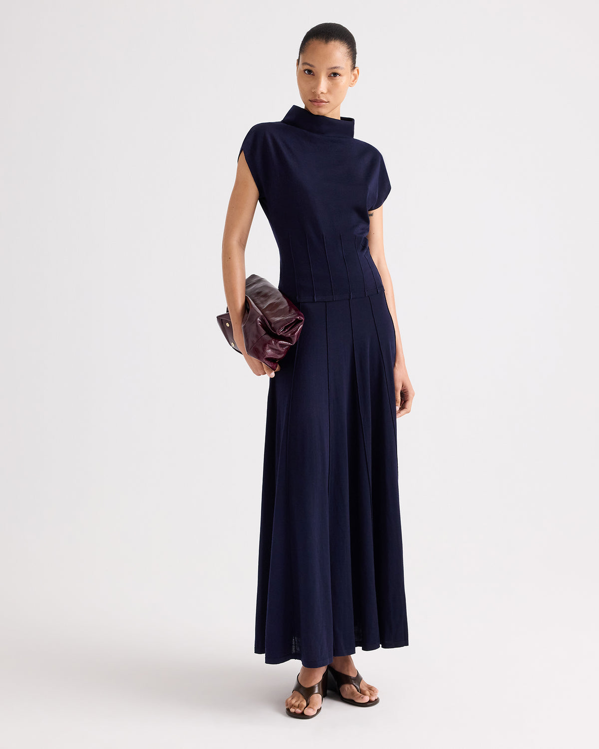 TWP Blue nights Funnel Neck Sleeveless Top in Merino Wool view 3