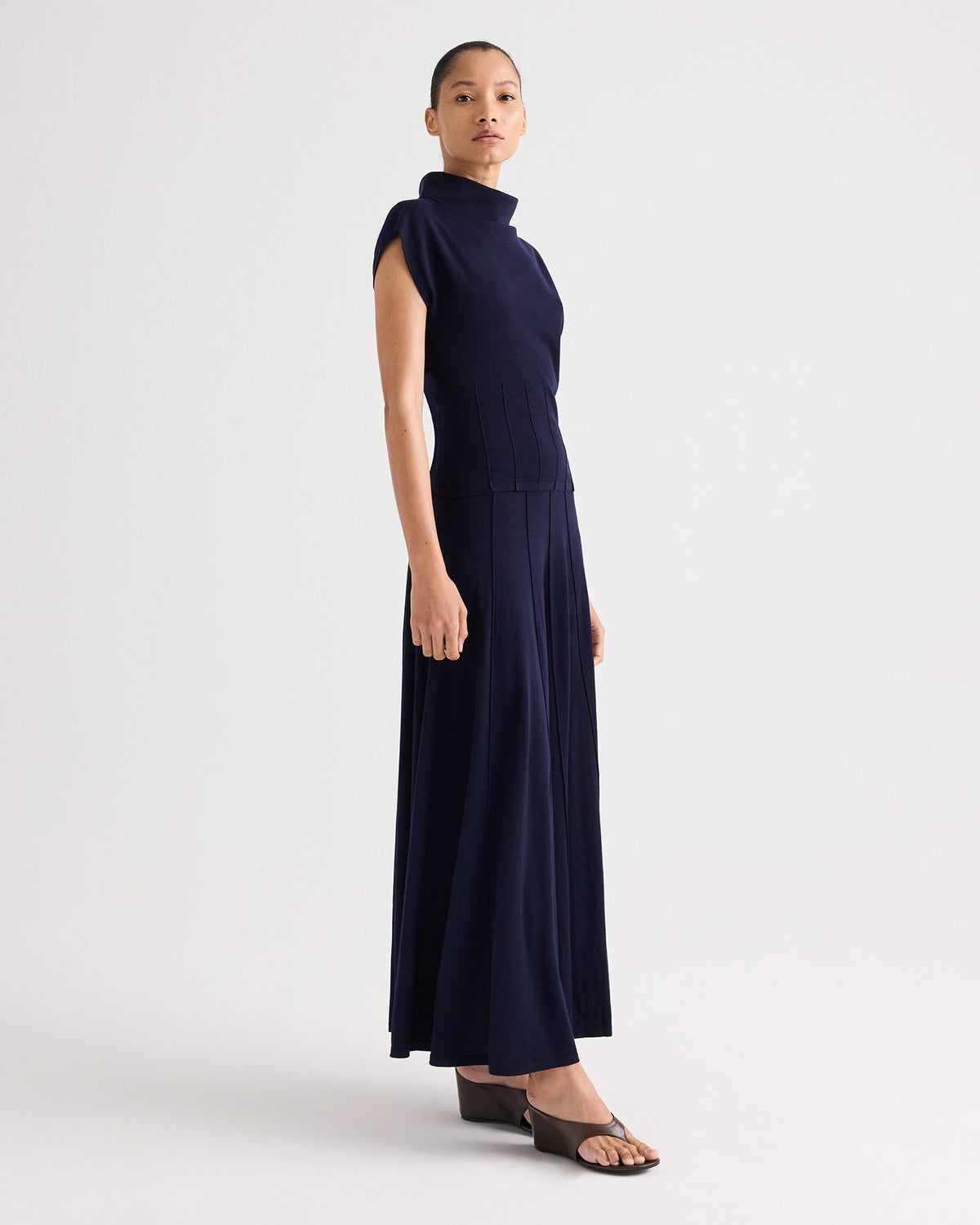 TWP Blue nights Funnel Neck Sleeveless Top in Merino Wool view 5