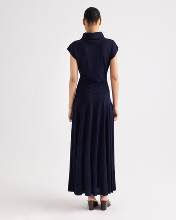 TWP Blue nights Funnel Neck Sleeveless Top in Merino Wool view 6