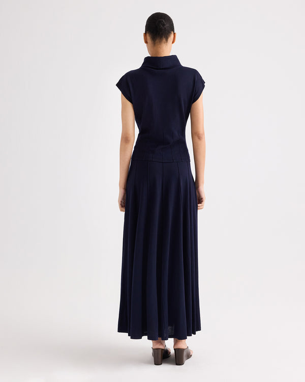 TWP Blue nights Funnel Neck Sleeveless Top in Merino Wool view 6