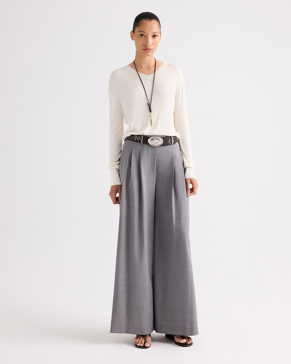 TWP Ivory Second Skin V Sweater in Viscose Silk view 1