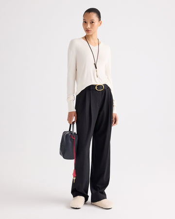 TWP Ivory Second Skin V Sweater in Viscose Silk view 3