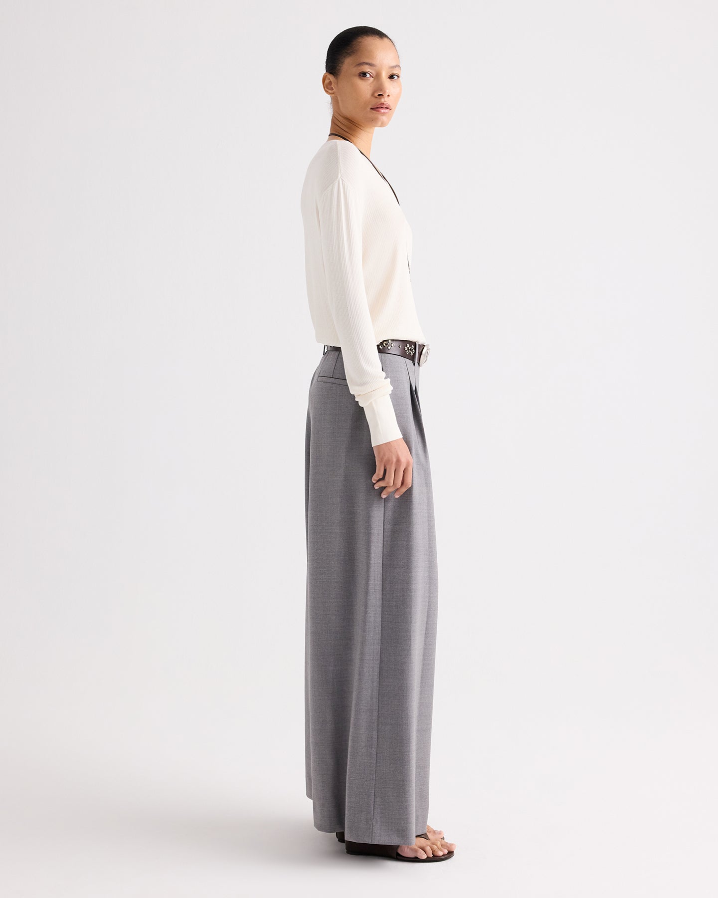 TWP Ivory Second Skin V Sweater in Viscose Silk view 4