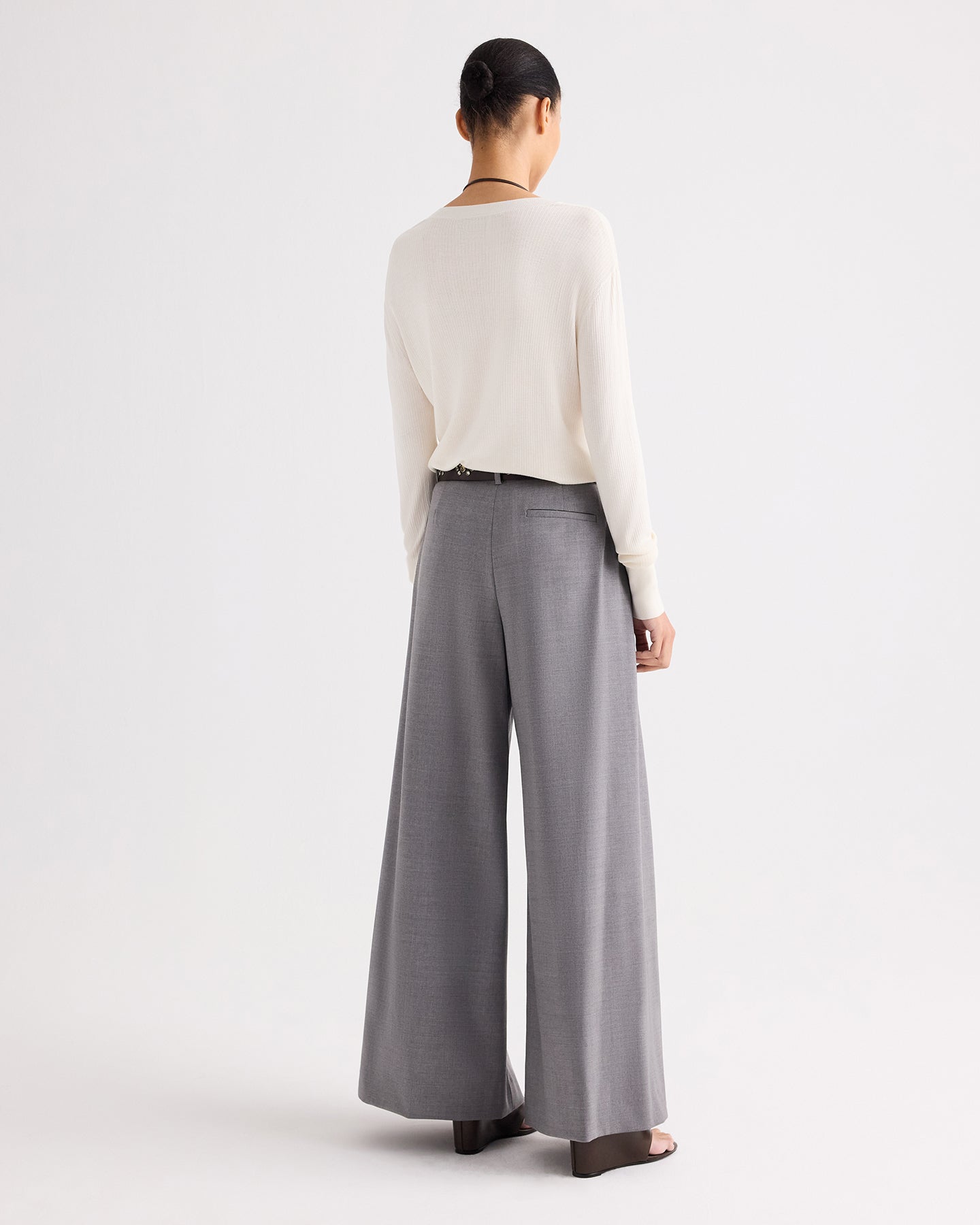 TWP Ivory Second Skin V Sweater in Viscose Silk view 5