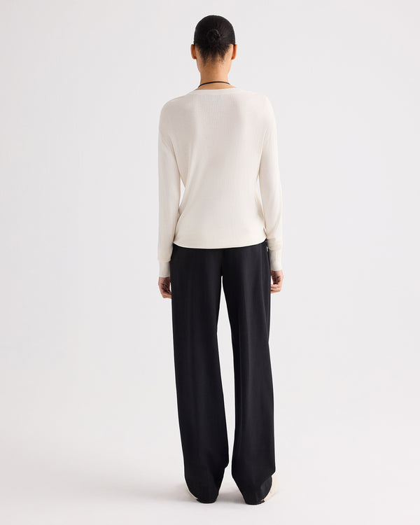 TWP Ivory Second Skin V Sweater in Viscose Silk view 5
