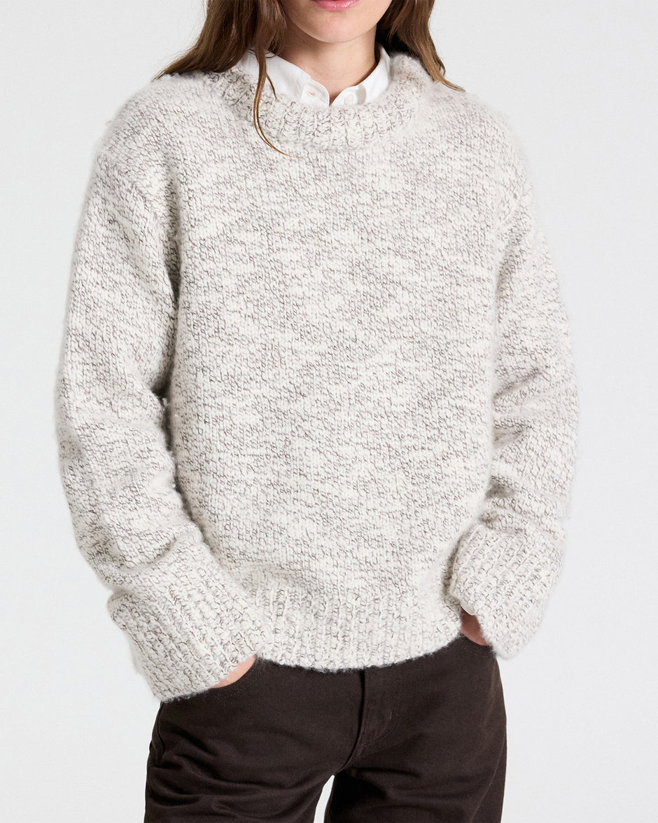 TWP Turkish coffee / ivory CHUNKY CREWNECK - TURKISH COFFEE / IVORY view 2