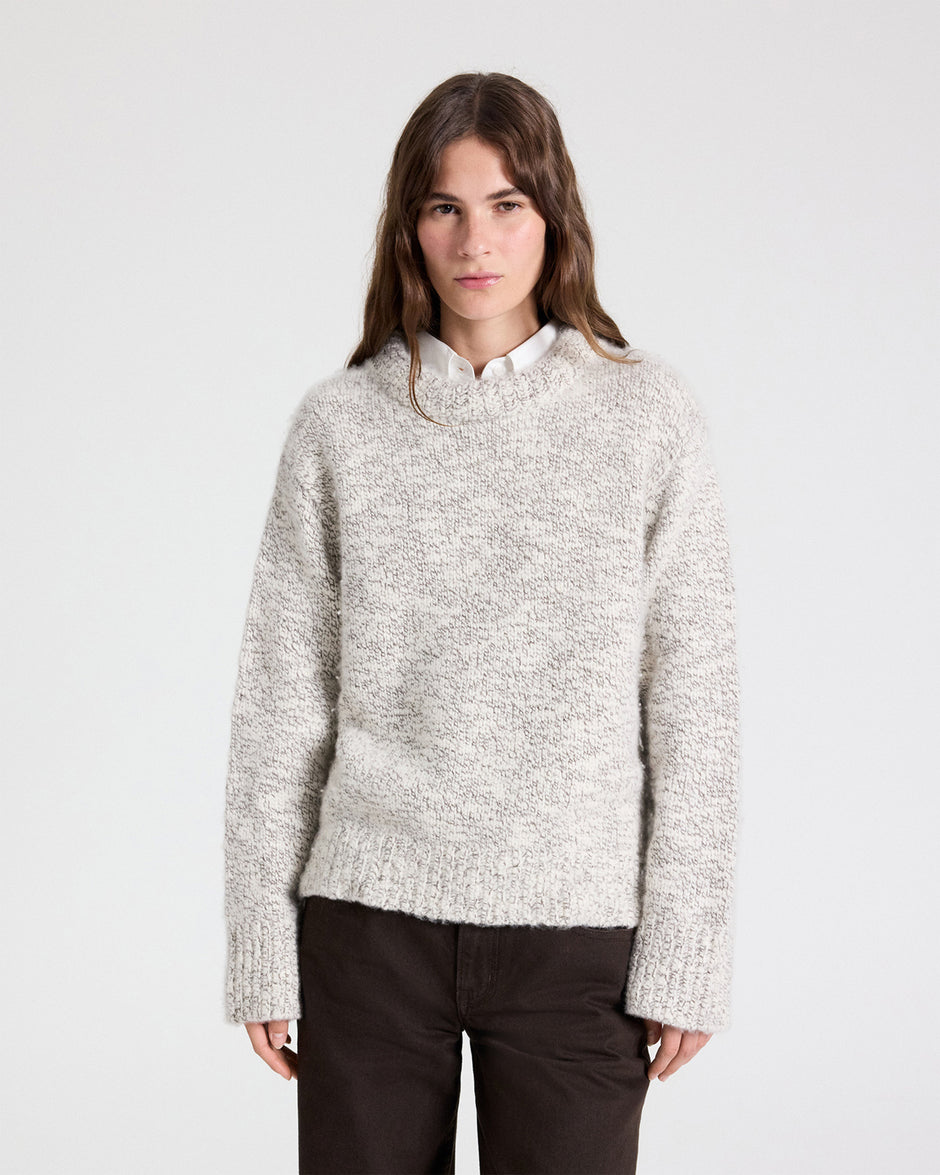 TWP Turkish coffee / ivory CHUNKY CREWNECK - TURKISH COFFEE / IVORY view 1